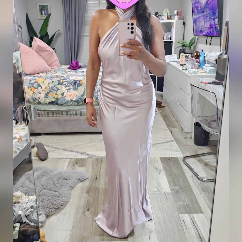 Elegant Halter Neck Satin Dress